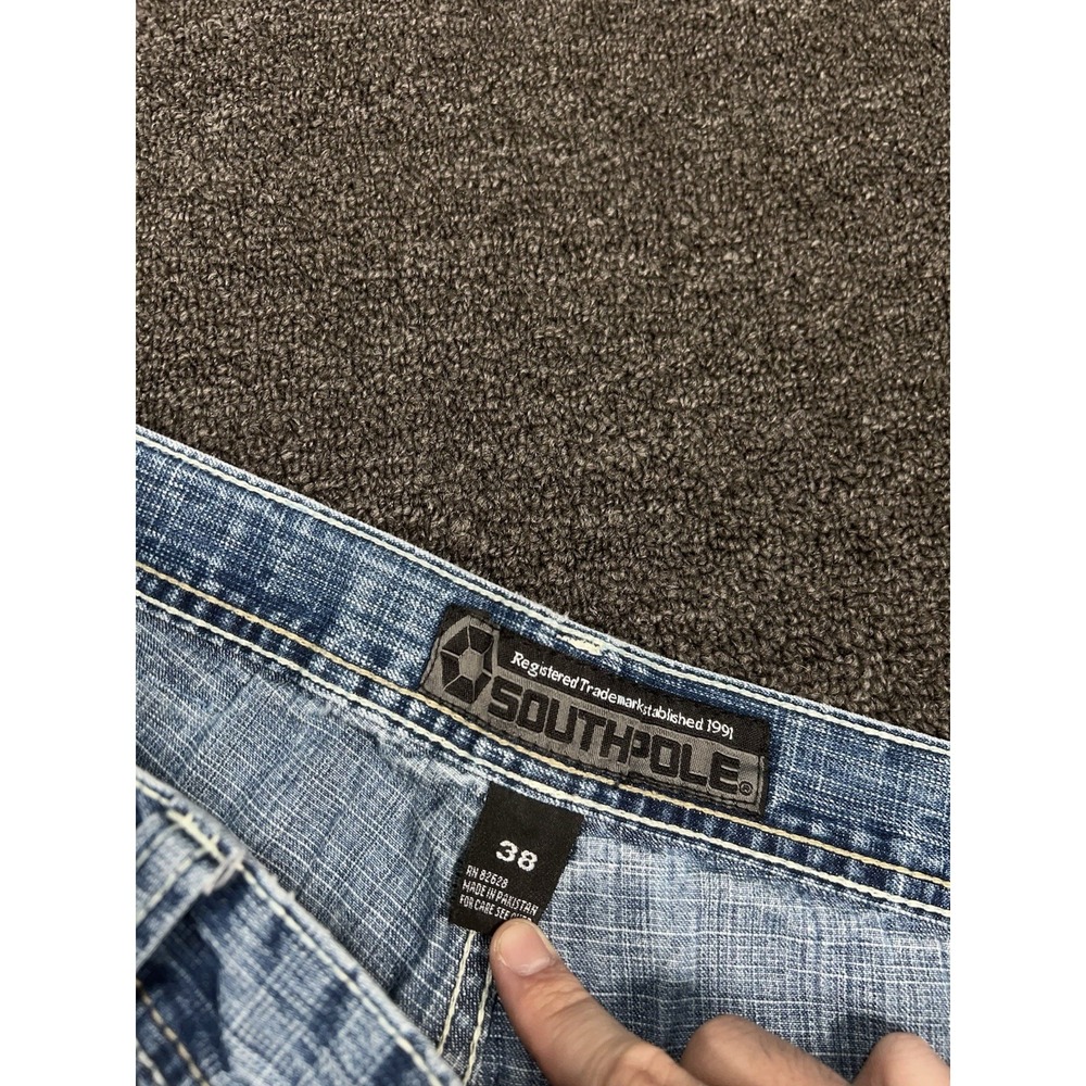 Vintage Southpole Baggy Jeans Mens 38 (Fits 36x32) Blue Hip Hop Y2K Wide Leg - Picture 4 of 9